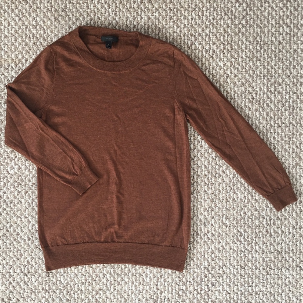 J.Crew brown wool sweater 3/4 sleeve